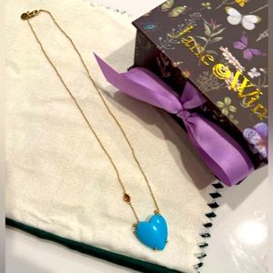 Jane Win LOVE Carved Heart Necklace with gold setting. 10k gold chain is 16”.